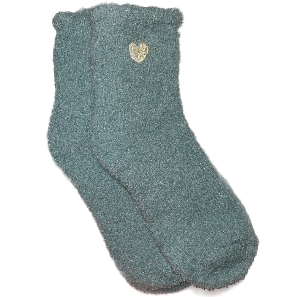 NAHA FLUME “PAMPER ME” Slipper Socks Sea-foam Green Gold Heart Women’s OS